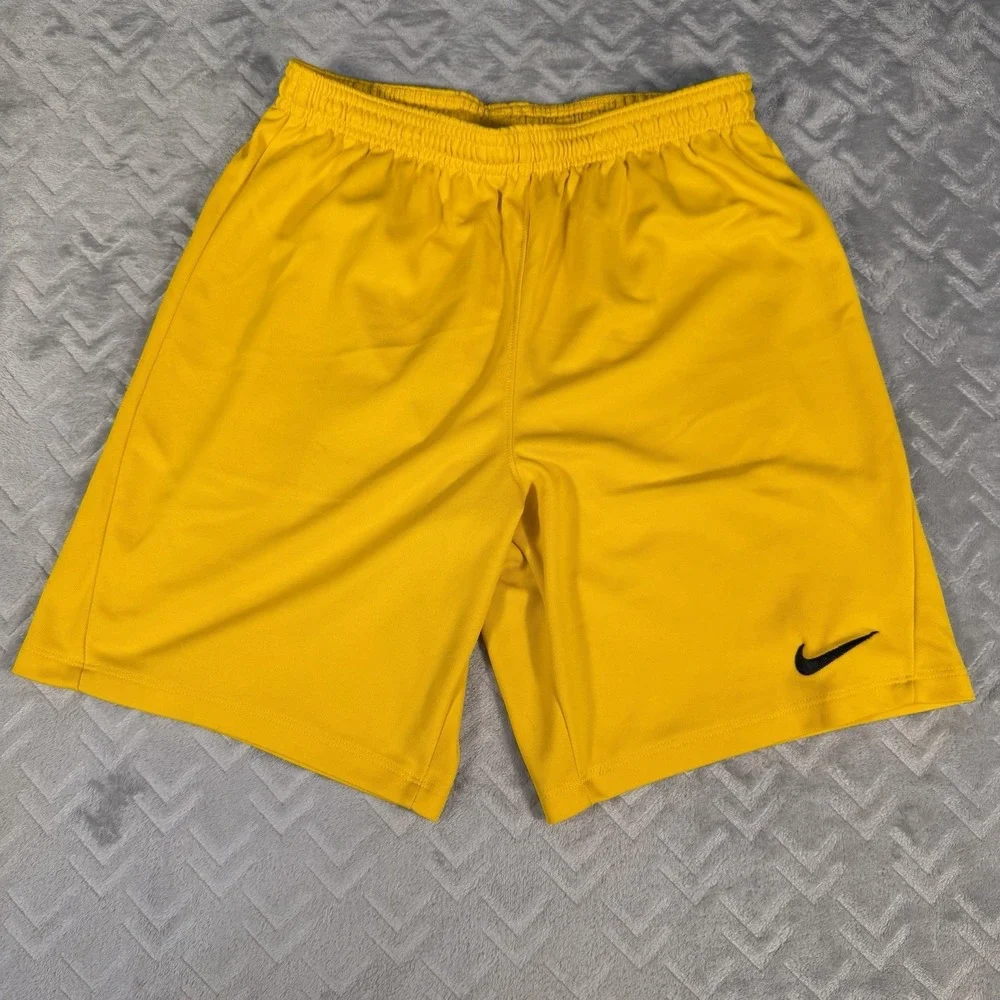 Nike Youth Large Park III Dri-FIT Soccer Shorts Yellow Gold Athletic